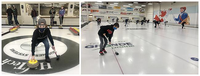 grade 9 students learn curling